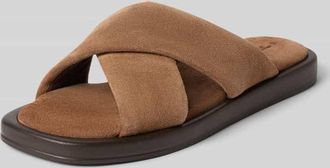 Tamaris Tamaris Pantoletten aus echtem Veloursleder in Hellbraun, Gr&ouml;&szlig;e 36