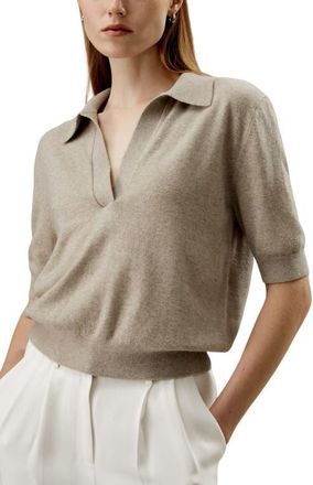 LilySilk Ultrafine Merino Wool Polo in Camel at Nordstrom, Size X-Small