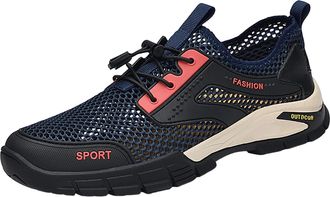 Generic Trainers Mens Lightweight, Sneakers Mesh Sports Shoes Breathable Summer Shoe Non-Slip Soles Walking Trainer Lace Up Flats Shoes Fashion Trekking Shoe 