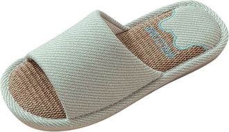 Generic Womens Summer Linen Slippers Slides Felt Slippers Cotton Slippers Comfortable Slippers Peep Toe Summer Shoes Mules Felt Slippers Non-Slip Slippers Sli