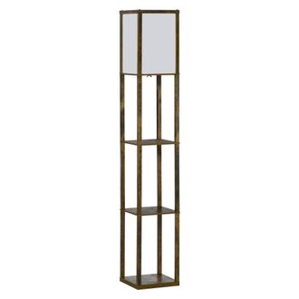 OEM L&aacute;mpara De Pie Con 3 Estantes De Almacenaje Para Bombilla E27 Potencia M&aacute;x. 40w Para Sal&oacute;n 26x26x160 Cm Marr&oacute;n R&uacute;stico