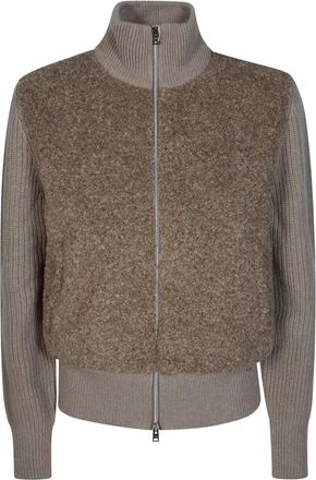 Herno Jassen, Dames, Beige, XS, Vest met krullende voorkant