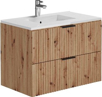 Vente-Unique Mueble suspendido para baño bajo lavabo- Natural claro - 80 cm - ZEVARA
