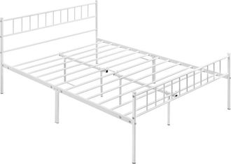 Yaheetech Yaheetech Marco De Cama Para Colch&oacute;n De 160x200cm Cama Matrimonio Con Patas 32cm Cama De Metal Con Espacio Bajo De Almacenamiento Blanco visita La Tie