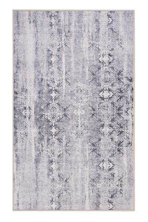 Wecon Home Alfombra de ba&ntilde;o de estilo vintage impresi&oacute;n digital gris azul 80x150