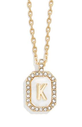 BaubleBar Initial Pendant Necklace in White K at Nordstrom