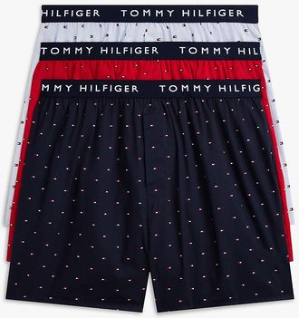 Tommy Hilfiger Mens Printed Woven Boxer 3-Pack - Multi - XL