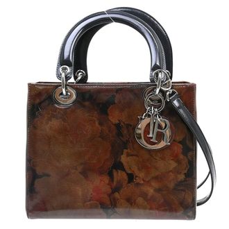 Dior Vintage Lady Dior Bag Patent Brown Patent_Leather Handbag (Pre-Owned)