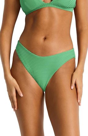 Sea Level Australia Ribbed Sporty Mid Bikini Bottoms in Moss at Nordstrom, Size 10