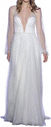 Watters Pisces Pearl Studded Wedding Dress In Ivory/off White