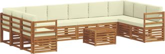 vidaXL Conjunto De Sof&aacute;s De Exterior 11 Uds. Natural Y Crema Vidaxl