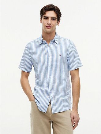 Tommy Hilfiger Regular Linen Blend Bengal Stripe Short Sleeve Shirt