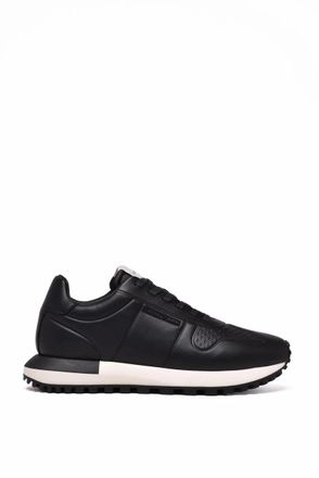 Emporio Armani Leather Sneakers - Black
