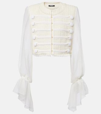 Balmain Silk-trimmed boucl&eacute; jacket