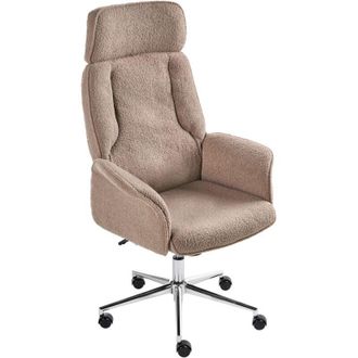 Beliani Silla de oficina moderna giratoria altura ajustable brazos curvados tapizado de bouclé marrón Pilot