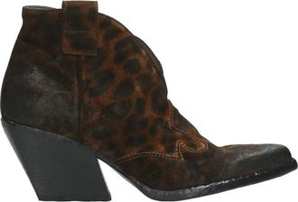 Elena Iachi Leren laarzen met dierenmotief en blokhak - Dames - Cowboylaarzen - Bruin - 37 EU - Leer - Schoenen