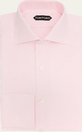 Tom Ford Mens Cotton Woven Micro-Check Dress Shirt