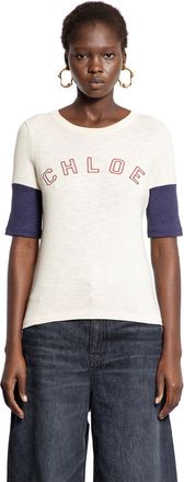 Chloé Logo T-Shirt in Flamé Cotton Wool