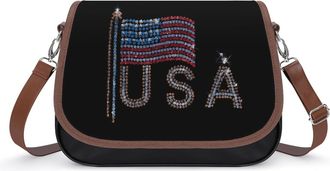 Generic Diamond Flag USA Small Womens Crossbody Bags Shoulder Handbag with Adjustable Strap for Travel