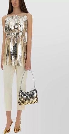 Paco Rabanne satin pleated top metallic finish