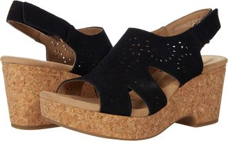 Clarks Womens Giselle Bay Wedge Sandal, Black Suede, 5 UK