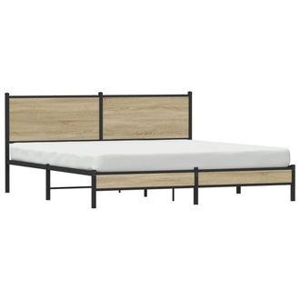 Berkfield Home Metal Bed Frame without Mattress Sonoma Oak 180x200 cm Super King in Brown