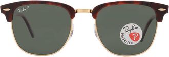 Ray-Ban Clubmaster Classic Polarized Green Classic G-15 Square Unisex Sunglasses RB3016 990/58 55
