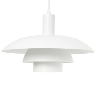 Beliani L&aacute;mpara Colgante De Metal Con Varios Niveles Estilo Vintage De Mediados De Siglo Blanco Hilba