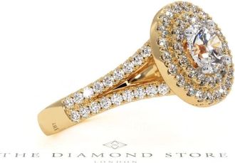 The Diamond Store Camilla GIA Diamond Halo Engagement Ring in 18K Gold 1.65ct G/VS2