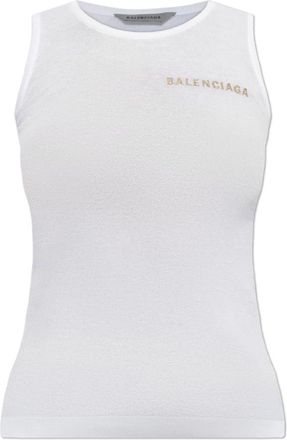 Balenciaga Logo Top - Dames - Tops zonder mouwen - Wit - S - Tops