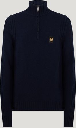 Belstaff Watch Quarter Zip Jumper Mens Lambswool Dark Ink Size 2XL
