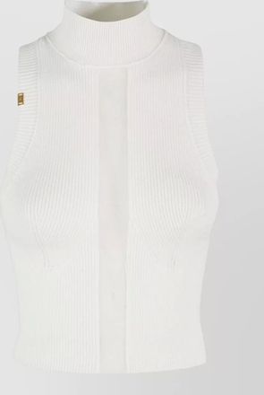 Elisabetta Franchi sleeveless high neck cropped ribbed sheer top