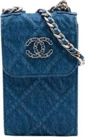 Chanel Pre-owned Phone Holder - Dames - Vintage Mini Tas - Blauw - ONE Size - Leer - Vintage