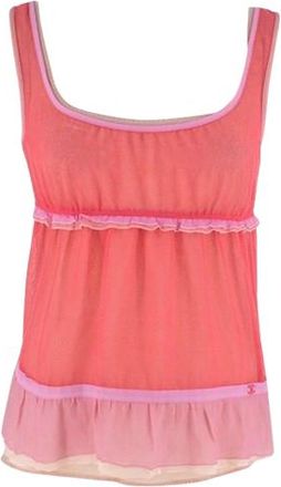 Chanel Pink and Nude Sheer Net Double Top Size S