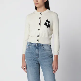 Isabel Marant Cardigan Newton grigio chiaro in cotone e lana