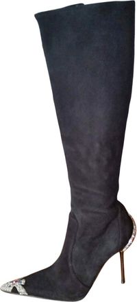 Gianmarco Lorenzi Suede Crystal Embellished Boots Size 38.5