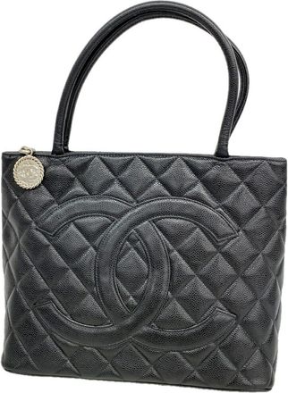 Chanel Black Grained Calfskin Tote Bag (Pre-Owned)