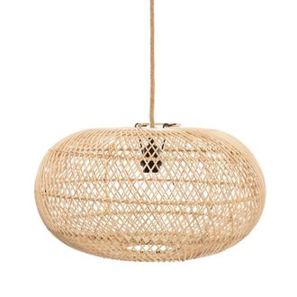 Bazar Bizar L&aacute;mpara colgante de rat&aacute;n en marr&oacute;n 50x50x28 cm