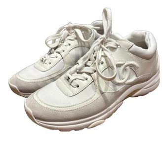 Chanel White CC Trainers Size 38
