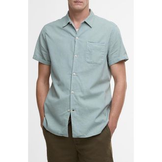 Barbour Nelson Garment Dye Cotton & Linen Camp Shirt in Pale Apple at Nordstrom Rack, Size Xx-Large