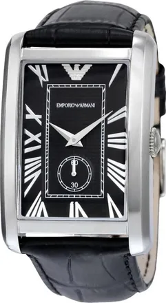 Emporio Armani Accessoires, Heren, Grijs, ONE Size, Leer, Marco Horloge