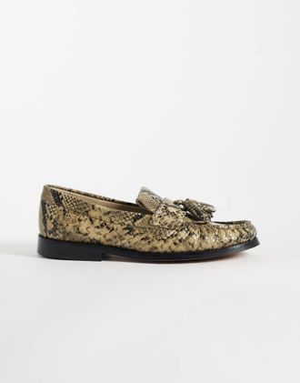 Tommy Hilfiger Mocassini pitonati beige con nappe-Neutro