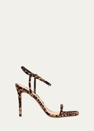Gianvito Rossi 95mm Leopard-Printed Suede Ankle-Strap Sandals