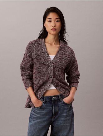 Calvin Klein Jeans Calvin Klein Womens Mouline Relaxed Cardigan - Red - XL