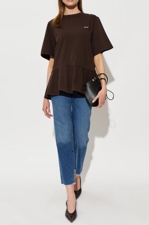 Rotate Peplum T-shirt, Womens, Brown