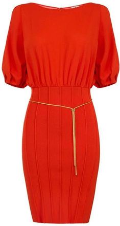 Elisabetta Franchi Gebreide mini-jurk met riem - Dames - Korte kleedjes - Rood - XS - Kleedjes