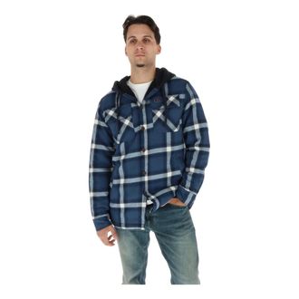 Superdry Sovracamicia con cappuccio e fodera in borg - - Shirts - Uomo - Blu - L