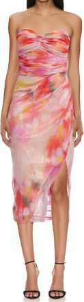 Badgley Mischka Strapless Sheath Dress In Pink/multi