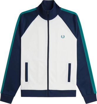 Fred Perry Color-block Trainingsjas - Heren - Vesten met rits - Wit - M - Katoen - Hoodies & sweatvesten