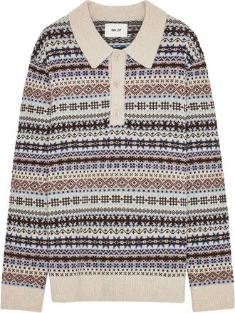 Nn.07 Robbie 60004 Fair Isle Polo Sweater in Ivory Multi at Nordstrom, Size Xx-Large